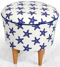 Tumba Hanah Home Cunda v3, 42 x 42 x 42 cm, sinine/valge