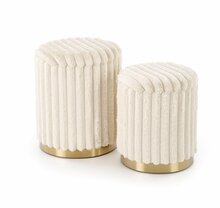 Pufikomplekt Leisure Furniture Fido, 2 tk, 38 x 38 x 44 cm, kreem/kuldne, panipaigaga