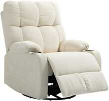 Tugitool-voodi HOMCOM, lamamisfunktsiooniga, kiikfunktsiooniga, pöörlev, jalatoega, taskuvedru südamikuga, tassihoidjaga, beež