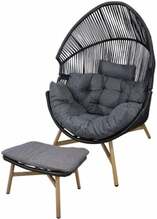 Tugitool Besk koos jalatoega, 98 x 100 x 142 cm, 48 x 63 x 37,5 cm, must