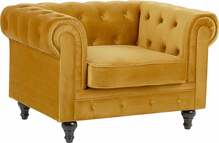 Tugitool Beliani Chesterfield, 75 x 110 x 70 cm, kollane samet