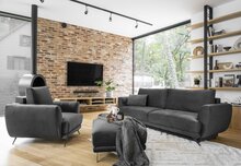 Mööblikomplekt Eltap Megis, 3-osaline, 3F & 1F & Pouf, siseruumidesse, tumehall