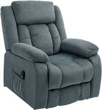 Tugitool recliner HOMCOM, pütiasendiga, kaugjuhtimispuldiga, samet, hall