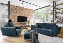 Pehme mööblikomplekt Eltap Megis, 3F & 1F & Pouf, sise, tumesinine