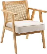 Tugitool Homcom, 63 x 69 x 78 cm, puidust raam, linase imitatsiooniga, kreemjas