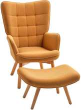 Tugitool HOMCOM koos tumbaga, tiivakujuline, puidust jalad, velvetilaadne kangas, pruun