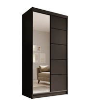 Riidekapp Adrk Furniture Laurencja 100, 100 x 58 x 200 cm, must, peegliga