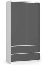 Riidekapp Akord Furniture Factory S90, 50.4 x 90.4 x 180 cm, 2 ust, 2 sahtlit, valge/hall