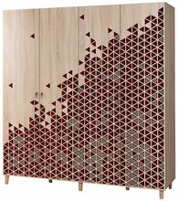 Riidekapp Kalune Design Wardrobe 863 (II), 180 x 52 x 192 cm, tamm/punane