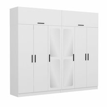 Riidekapp Kalune Design Kale 3945, 52 x 270 x 255 cm, peegliga, valge