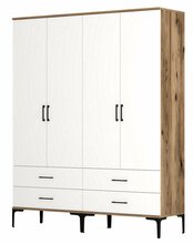 Riidekapp Kalune Design Kumsal TT, 47.5 x 160 x 201.4 cm, valge/pähkel