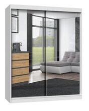 Riidekapp Topeshop Iga 160, 7 riiulit, 2 ust, valge, peegliga