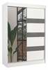 Riidekapp Adrk Furniture Toura 150, 61 x 150 x 215 cm, peegliga, valge/hall