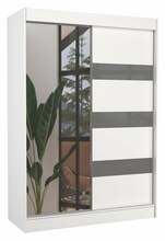 Riidekapp Adrk Furniture Toura 150, 61 x 150 x 215 cm, peegliga, valge/hall