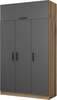 Riidekapp Kalune Design Minar 3 Kapak 2 Cekmece, 135 x 52 x 235 cm, antratsiit/pruun