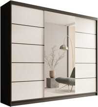 Riidekapp Adrk Furniture Etna 250, 250 x 215 x 58 cm, liugustega, must/valge