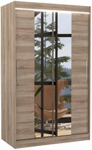 Riidekapp Adrk Furniture Santos 120, liugustega, LED valgustusega, 120 x 200 x 58 cm, trühvli (pruun)