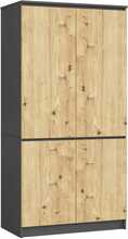 Riidekapp Akord S90 4D CLP, 90 x 51 x 180 cm, hall/pruun