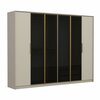 Riidekapp Kalune Design Luxe 7937, 52 x 270 x 210 cm, kuldne/valge/tumehall
