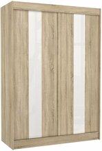 Riidekapp Adrk Furniture Karen, liugustega, 150 x 61 x 215 cm, tamm/Sonoma