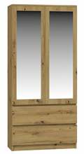 Riidekapp Top E Shop SS-90, 50 x 90 x 180 cm, peegliga, tamm Artisan, pruun