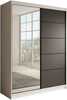Riidekapp Adrk Furniture Cardi 150, 150 x 58 x 200 cm, liugustega, must/pruun/valge
