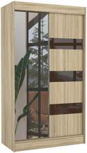 Riidekapp Adrk Furniture Toura 120, 120 x 61 x 215 cm, sonoma tamm/šokolaad, peegliga