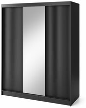 Riidekapp Eltap Prescco III, 180 x 220 x 60 cm, must, peegliga