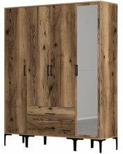 Riidekapp Kalune Design Kumsal STR, 47.5 x 160 x 201.4 cm, peegliga, pähkel