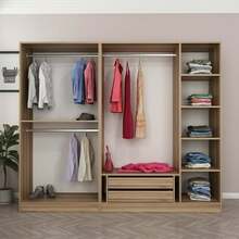 Riidekapp Kalune Design Kale 5 Bolme 2 Cekmece, 225 x 52 x 190 cm, helepruun