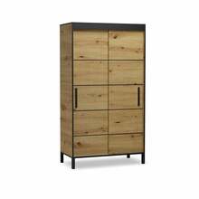 Riidekapp Adrk Furniture Bell 120, 120 x 221 x 60 cm, liugustega, pruun/must