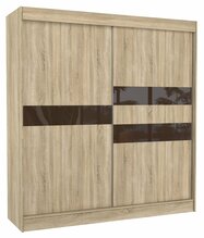 Riidekapp Adrk Furniture Batia 200, liugustega, 61 x 200 x 215 cm, tamm/tumepruun