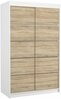 Riidekapp Adrk Furniture Benisso 120, 58 x 120 x 200 cm, valge/tamm