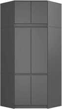 Nurgakapp Akord S100, 100 x 50 x 235 cm, grafiit/hall, 6 ust, 9 riiulit