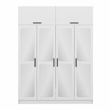 Riidekapp Kalune Design Kale 3095, 180 x 52 x 235 cm, peegliga, valge