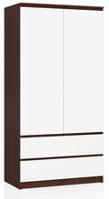 Riidekapp Akord S90, 51 x 90 x 180 cm, valge/pähkel