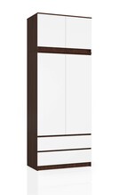 Riidekapp Akord S90, 51 x 90 x 234 cm, valge/pähkel/tumepruun