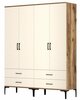 Riidekapp Kalune Design Kumsal TT, 47.5 x 160 x 201.4 cm, kreemjas/pähkel