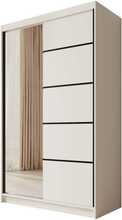 Riidekapp Adrk Furniture Castello 120, 120 x 58 x 200 cm, peegliga, valge