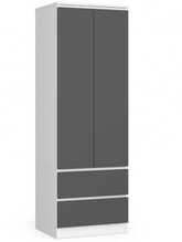 Riidekapp Akord Star K60, 60 x 51.5 x 180 cm, 2 ust, 2 sahtlit, valge/hall