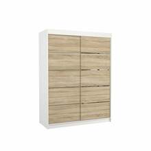Liugustega kapp Adrk Furniture Luft 150, 150 x 200 x 58 cm, valge/tamm