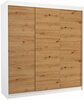 Liugustega riidekapp Adrk Furniture Megan 200, 58 x 200 x 215 cm, tamm/valge