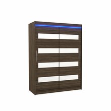 Liugustega riidekapp Adrk Furniture Martinez 150, 58 x 150 x 200 cm, pruun/valge, LED valgustusega