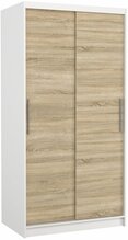 Liugustega riidekapp Adrk Furniture Asten 100, 100 x 58 x 200 cm, valge/sonoma tamm