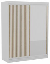 Riidekapp Adrk Furniture Delia 160, 160 x 60 x 205 cm, peegliga, valge