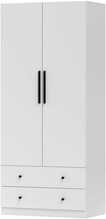 Riidekapp HOMCOM, 79 x 43 x 180 cm, valge, riidepuu ja 2 sahtliga
