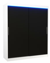 Riidekapp Adrk Furniture Lincoln 180, 58 x 180 x 215 cm, LED valgustusega, must/valge