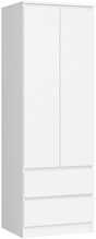 Riidekapp Akord Star K60, 60 x 51.5 x 180 cm, 2 ust, 2 sahtlit, valge