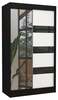 Riidekapp Adrk Furniture Toura 120, 61 x 120 x 215 cm, must/valge, peegliga