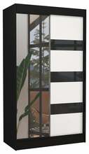 Riidekapp Adrk Furniture Toura 120, 61 x 120 x 215 cm, must/valge, peegliga